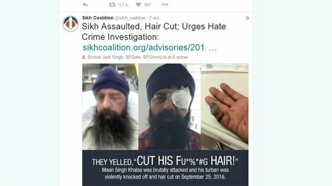 Un sikh violemment attaqué en Californie